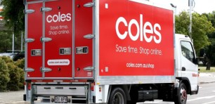 Coles delivery truck online shopping delivering groceries in 60 minutes scope 3