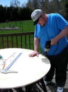 Drilling the hole for the dowels