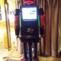 Podcamp NH 2011 Black Robot holding the monitoring in it's chest